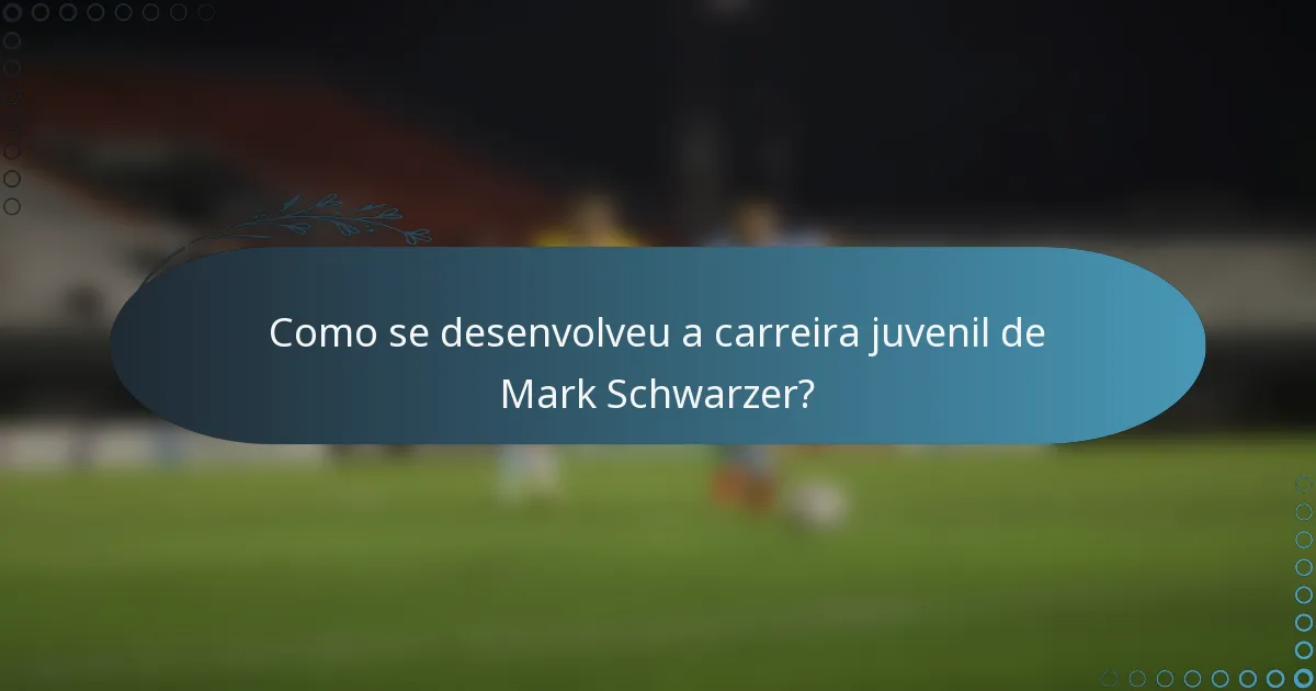 Como se desenvolveu a carreira juvenil de Mark Schwarzer?