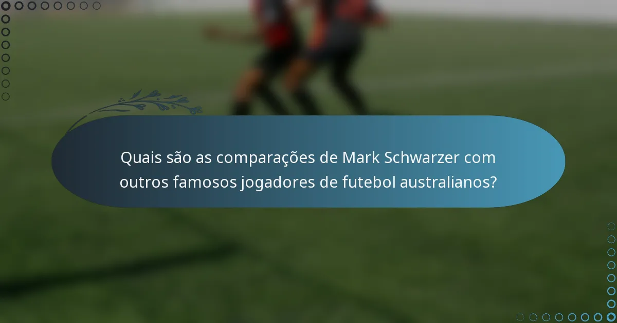 Quais são as comparações de Mark Schwarzer com outros famosos jogadores de futebol australianos?